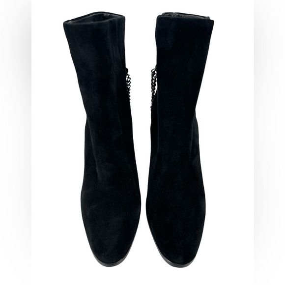 PAIGE Mason Claire Black Suede Chain Detail High Heel Boots Quiet Luxury 6.5 - Picture 2 of 10